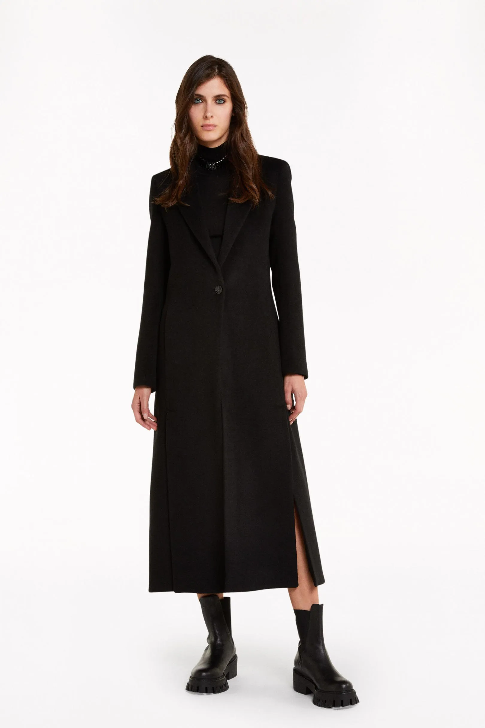 -cappotto lungo donna nero