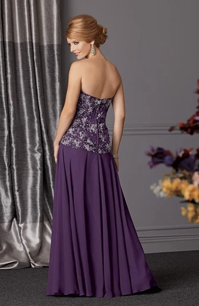 ---Vestido de fiesta para señora de talla grande con chaqueta hecho en chifòn con aplicaciones de encaje y decoraciones brillant