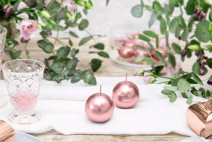 10 candele a sfera rosa 6 cm