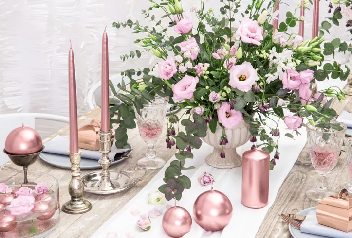 10 candele a sfera rosa 6 cm