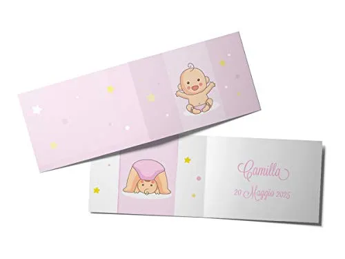 110 Biglietti Bomboniera Rosa Battesimo Nascita