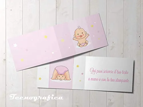 110 Biglietti Bomboniera Rosa Battesimo Nascita