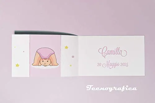 110 Biglietti Bomboniera Rosa Battesimo Nascita