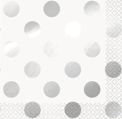 16 tovaglioli a pois argento Aurora 25cm