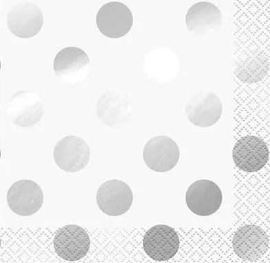 16 tovaglioli a pois argento Aurora 25cm