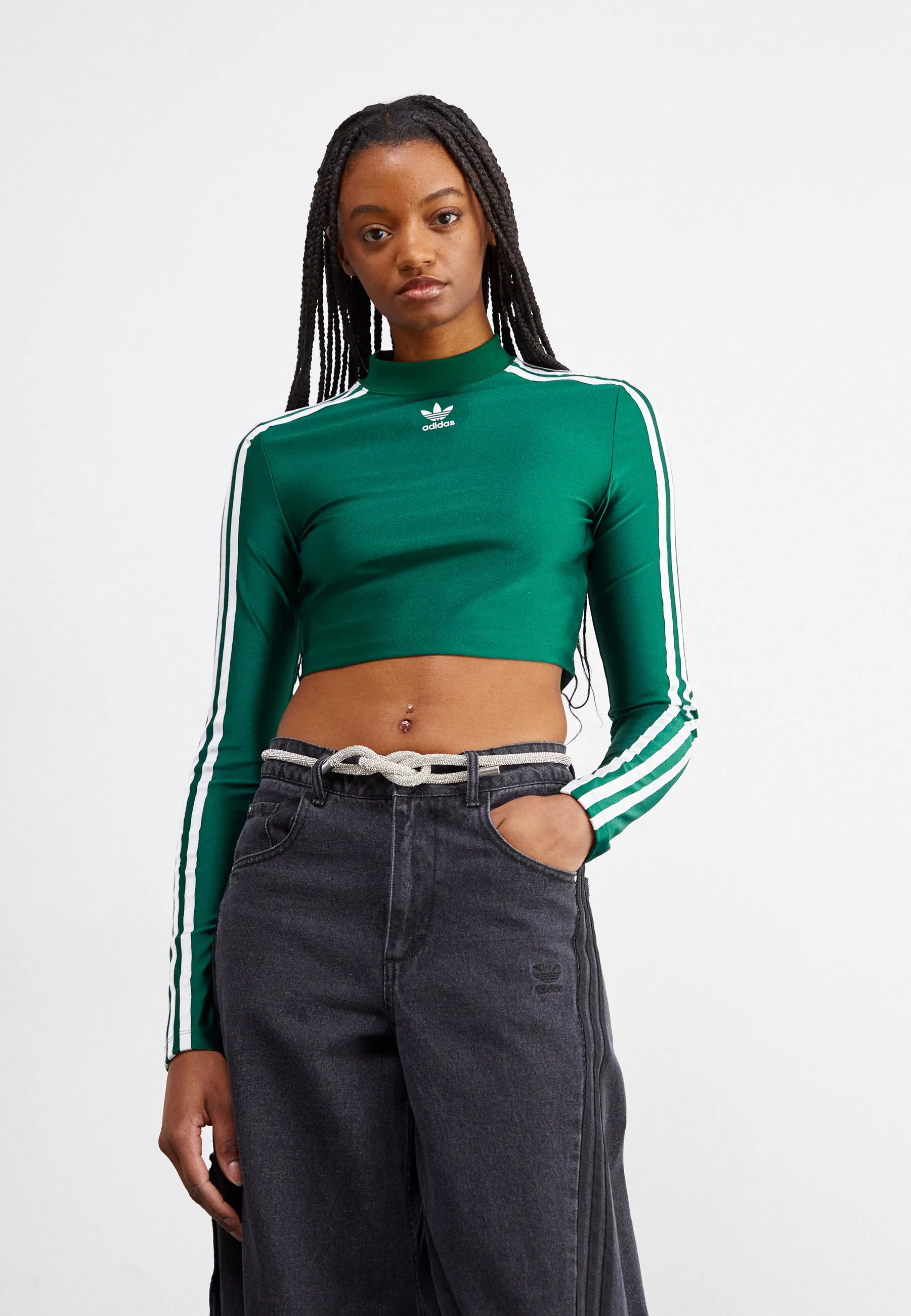 3 STRIPE CROPPED LONGSLEEVE - Maglietta a manica lunga