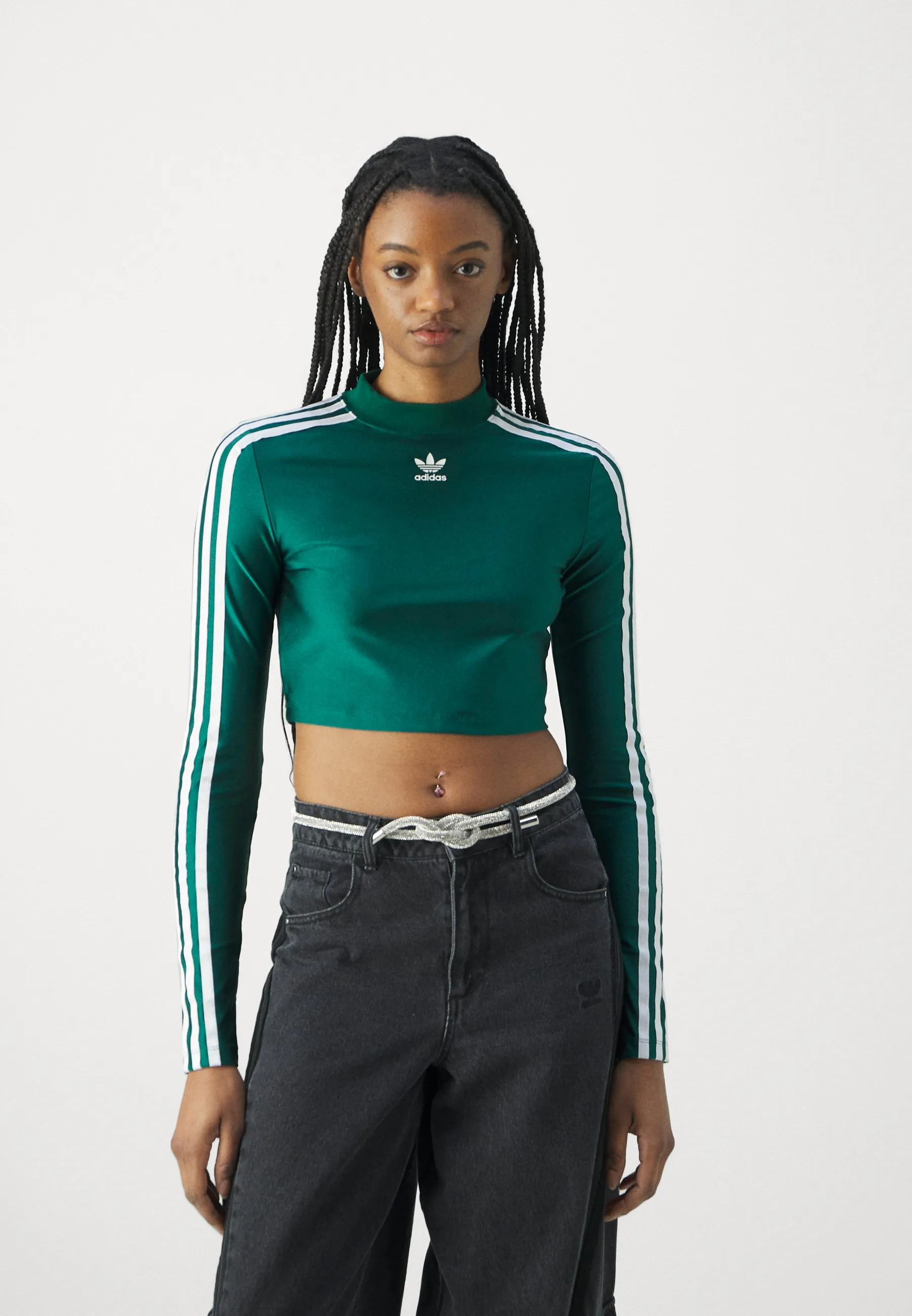 3 STRIPE CROPPED LONGSLEEVE - Maglietta a manica lunga