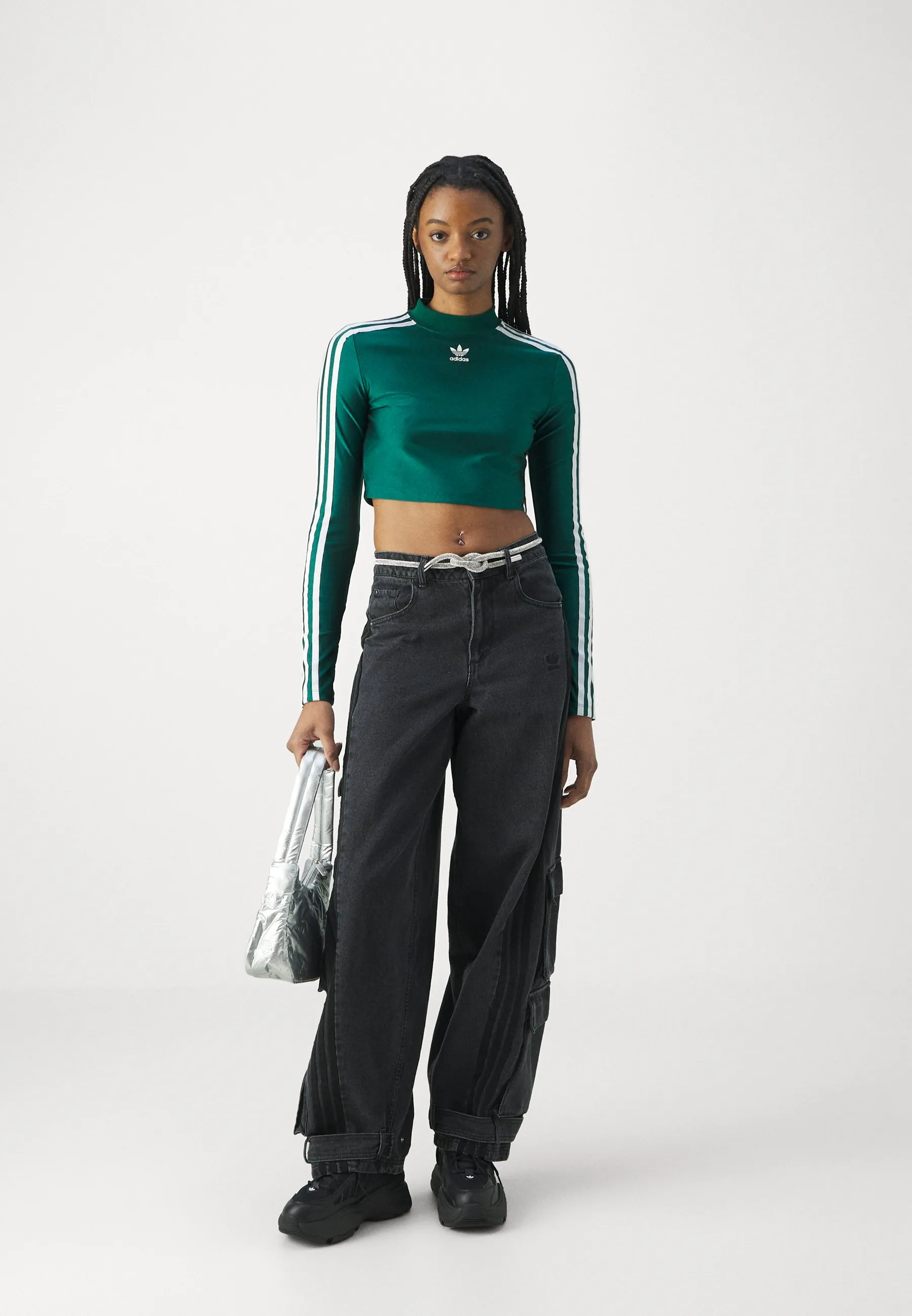 3 STRIPE CROPPED LONGSLEEVE - Maglietta a manica lunga