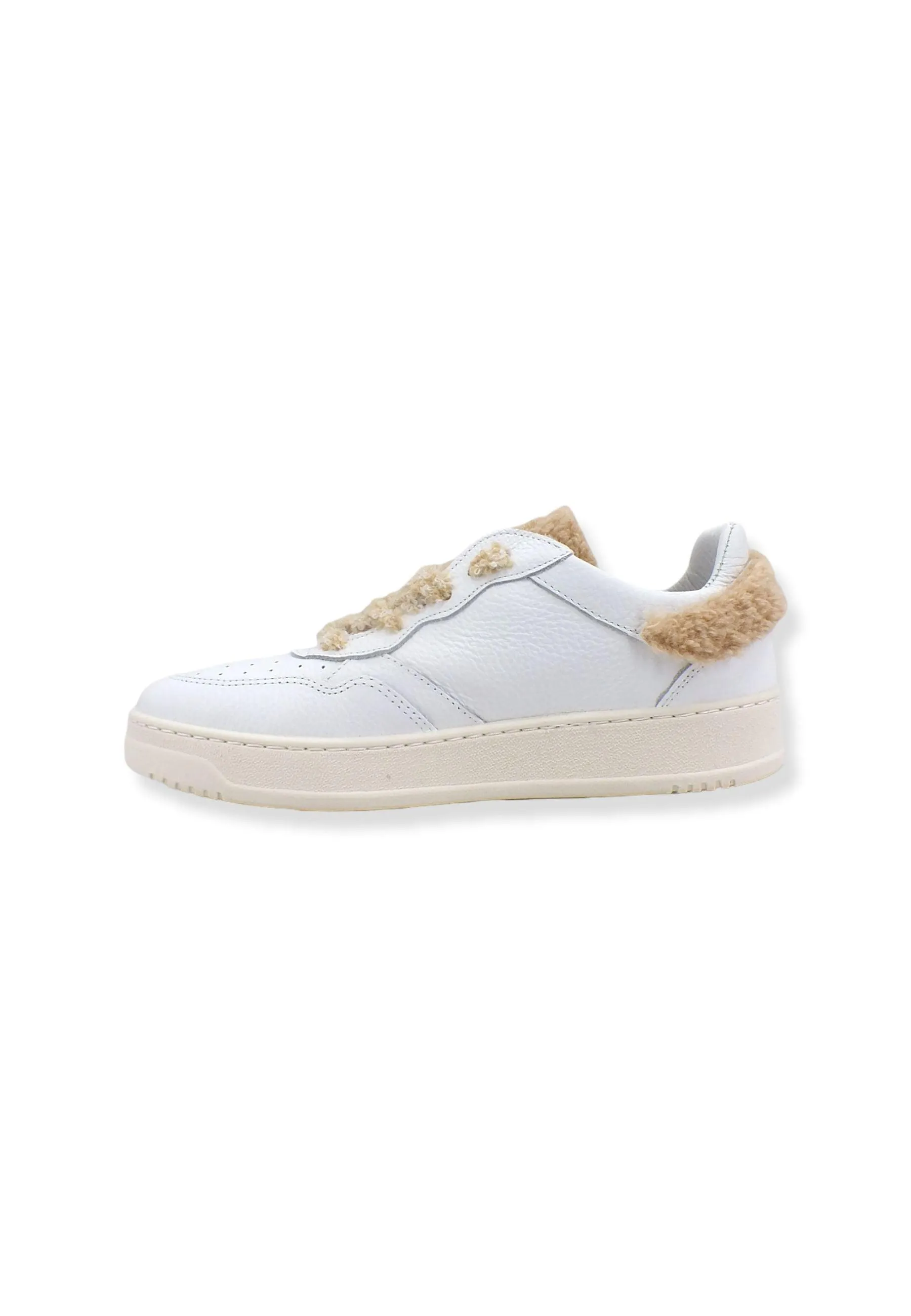 4LINE Fourline Sneaker Donna Con Pelo Low Max Bianco Teddy Beige X26