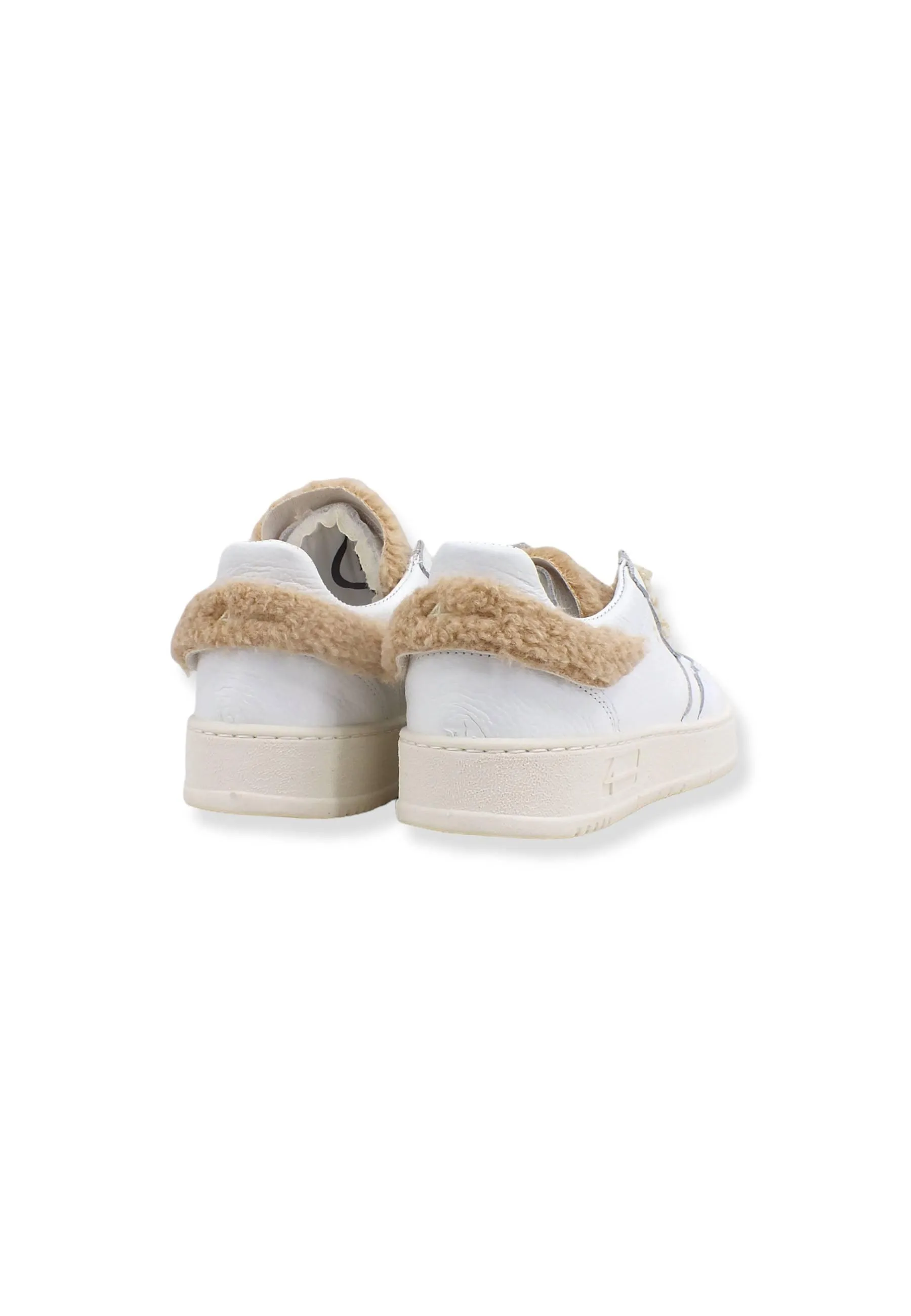 4LINE Fourline Sneaker Donna Con Pelo Low Max Bianco Teddy Beige X26