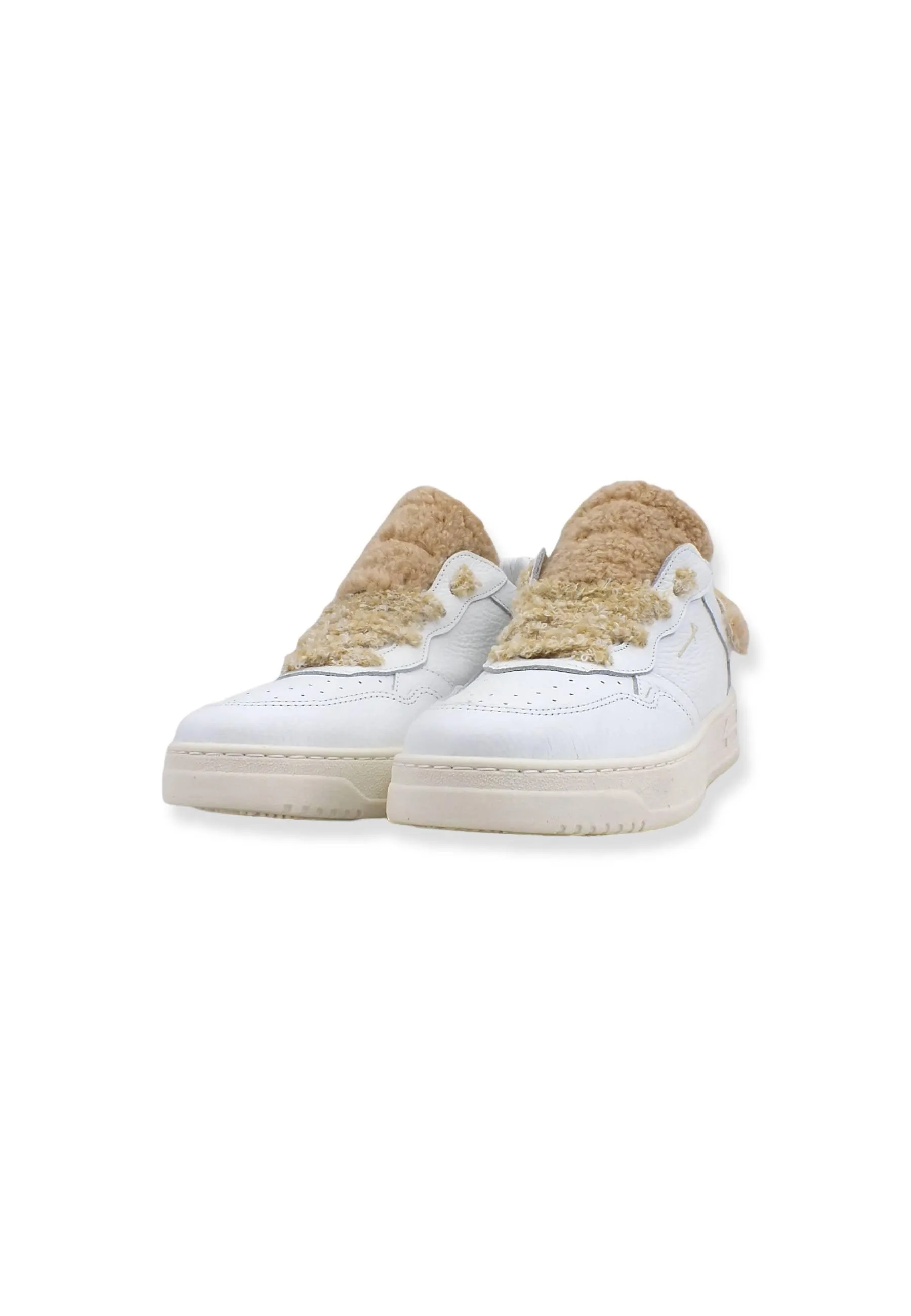 4LINE Fourline Sneaker Donna Con Pelo Low Max Bianco Teddy Beige X26