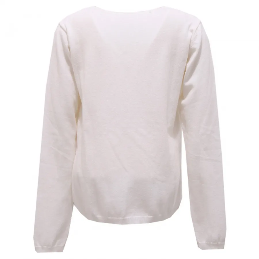 9229R maglione bimba ARMANI JUNIOR bianco scollo v sweater kid