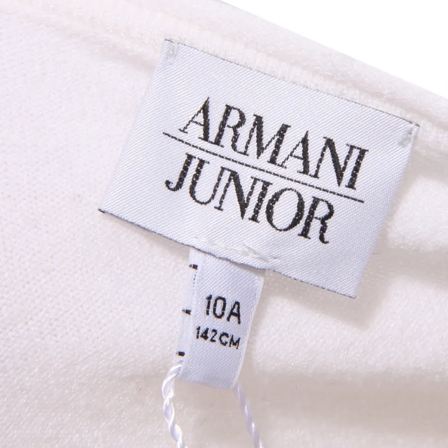 9229R maglione bimba ARMANI JUNIOR bianco scollo v sweater kid