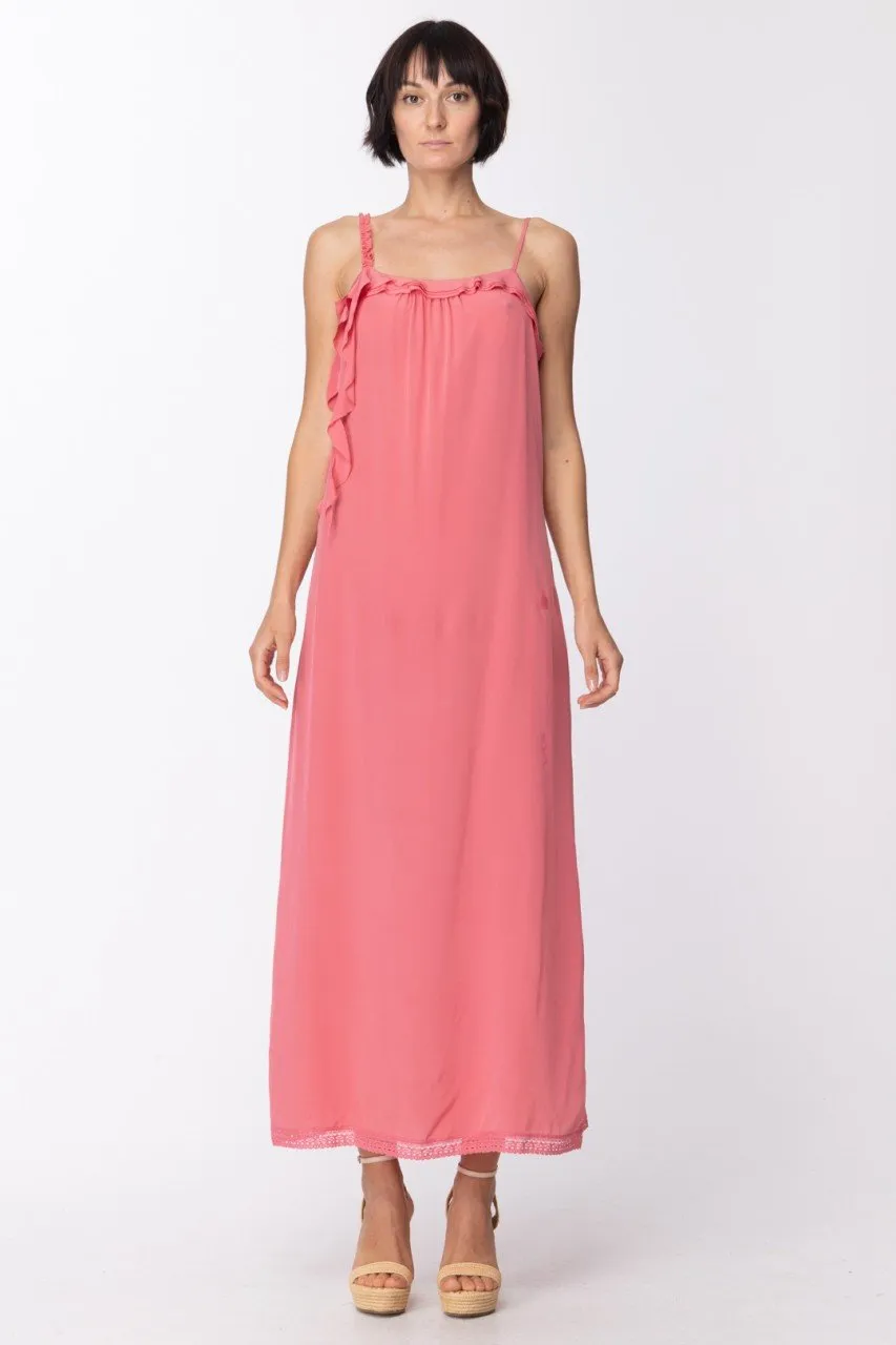 Abito lungo a sottoveste in seta Rosa Chic