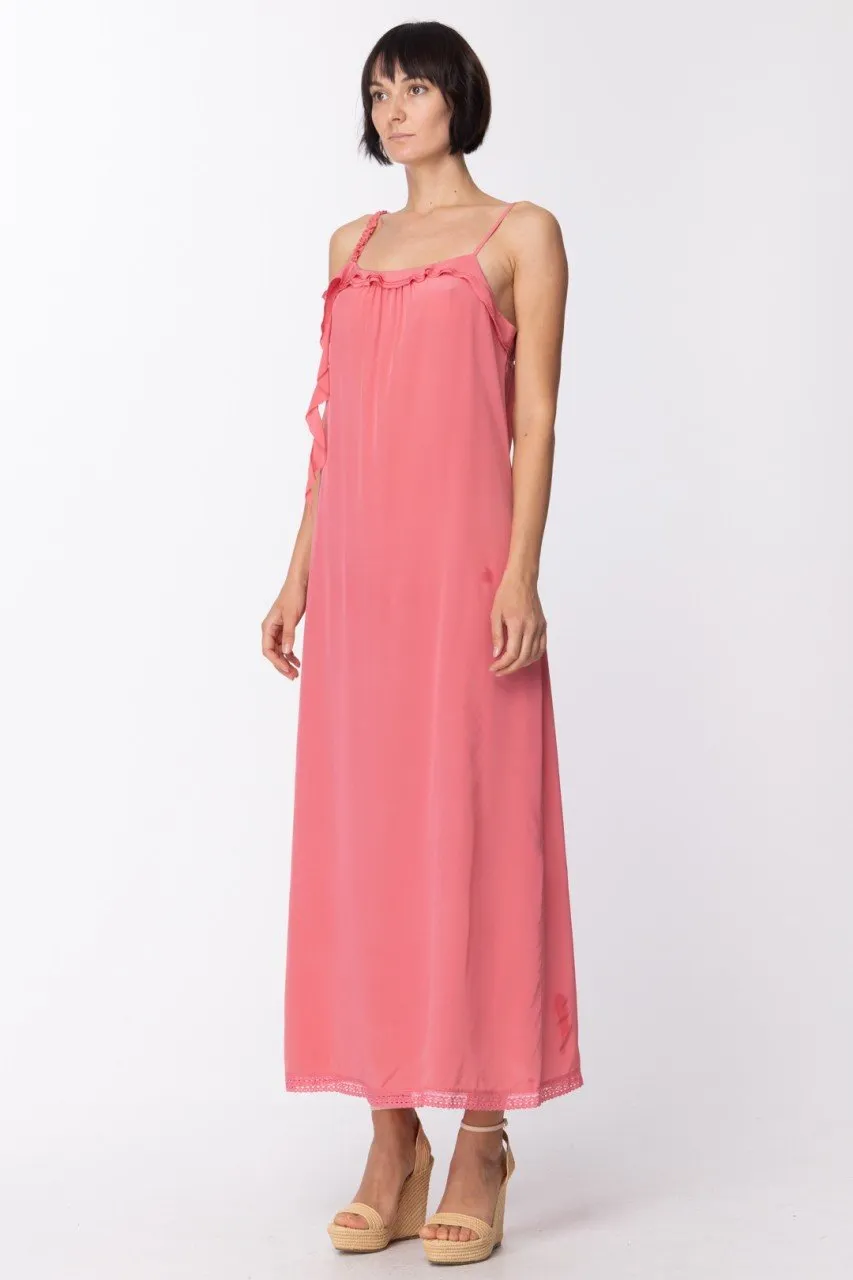 Abito lungo a sottoveste in seta Rosa Chic