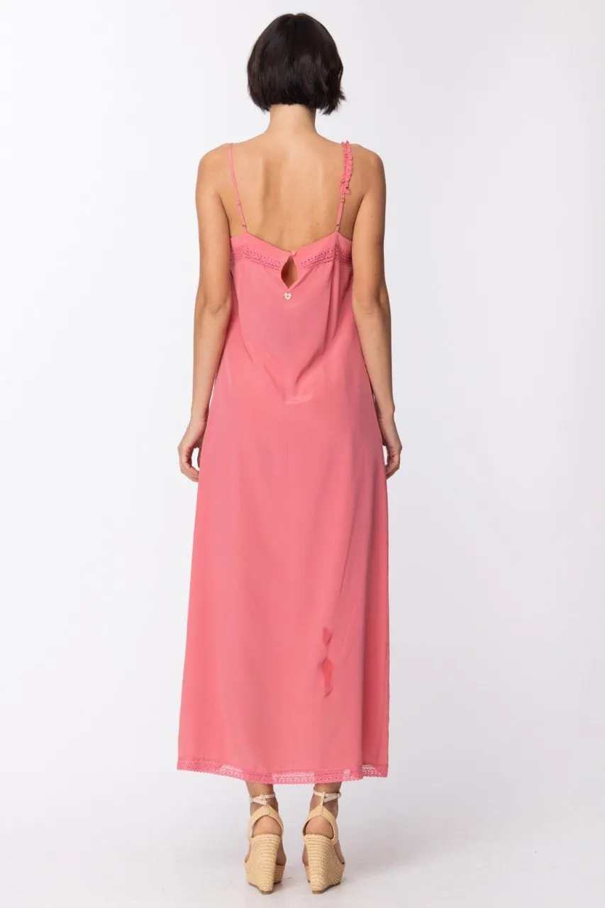 Abito lungo a sottoveste in seta Rosa Chic