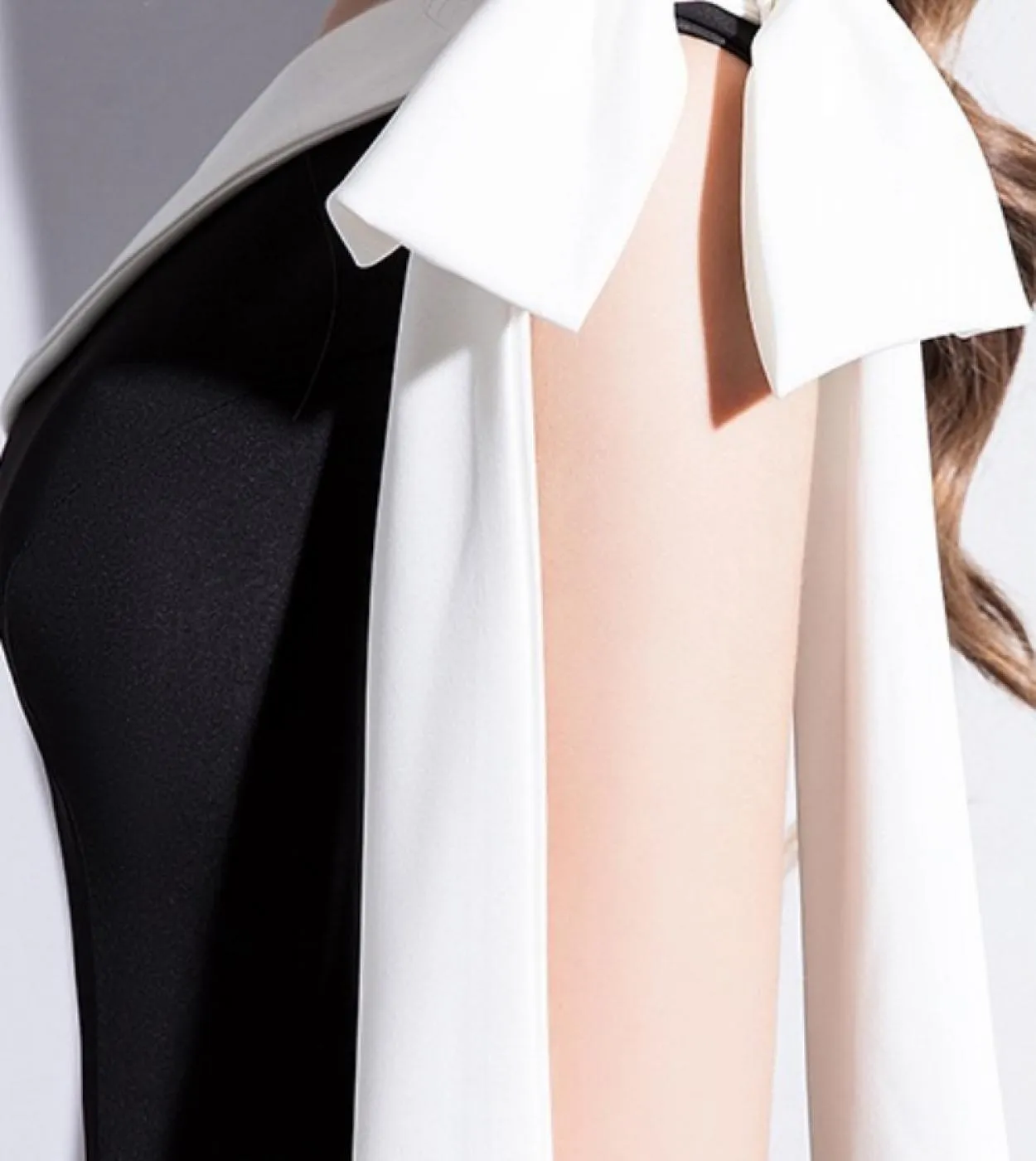 Abito lungo con papillon al collo con una spalla Elegante colletto diagonale nero drappeggiato con design a fiocco Abiti slim Pa