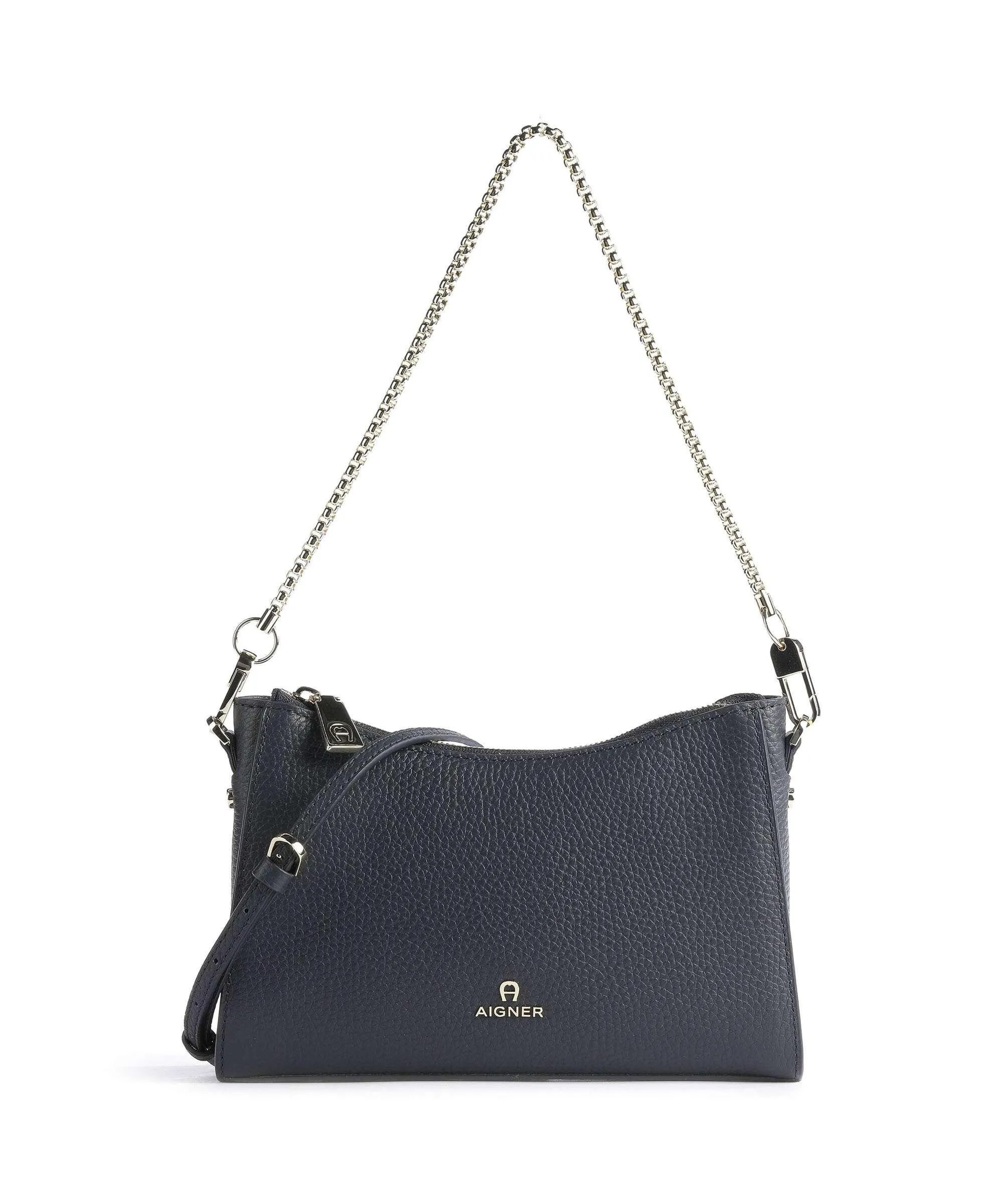  Aigner Ivy S Borsa a spalla pelle di vacchetta grana navy  