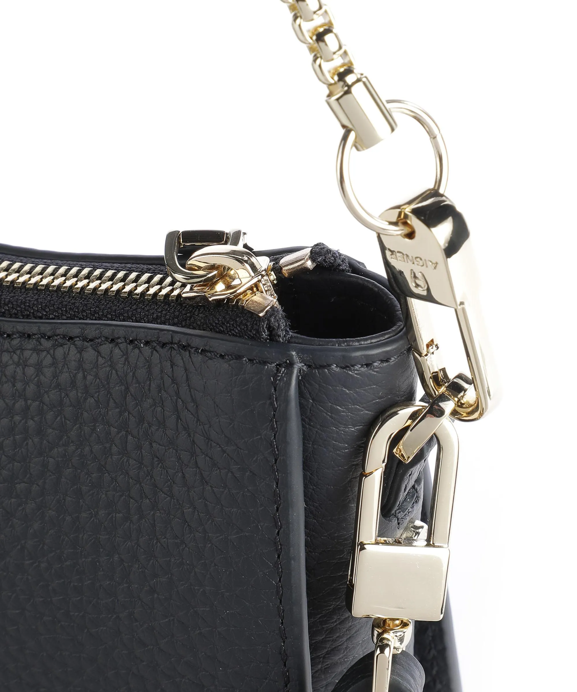  Aigner Ivy S Borsa a spalla pelle di vacchetta grana navy  