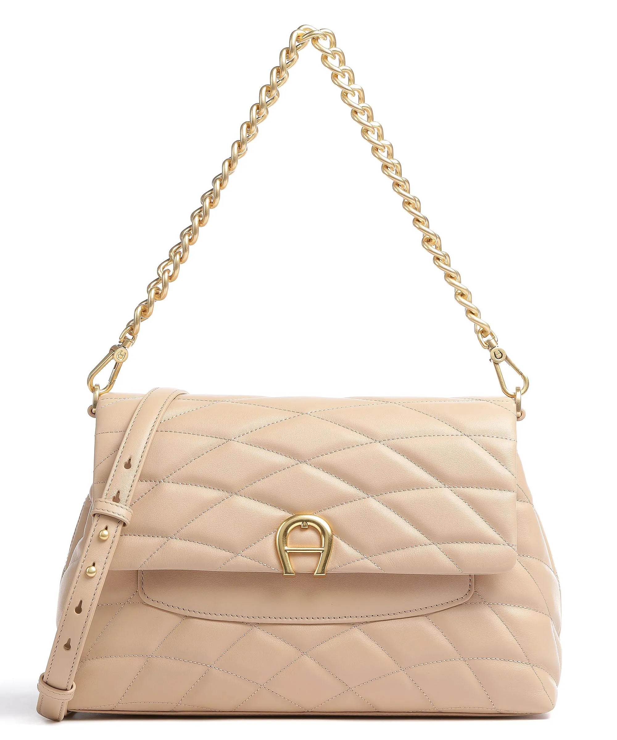  Aigner Maggie M Borsa a spalla pelle di vacchetta finemente grana beige  