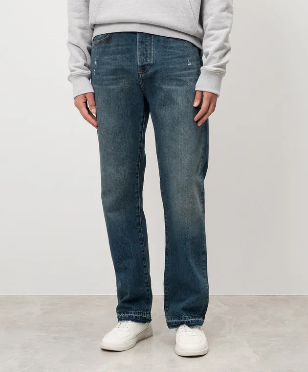 AMIRI Jeans blu effetto used con logo AMDNGH1038
