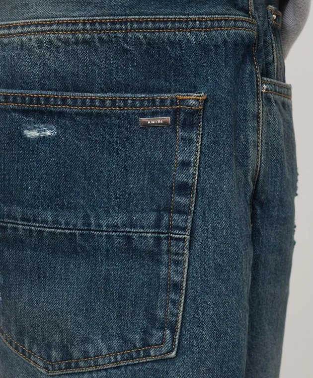 AMIRI Jeans blu effetto used con logo AMDNGH1038