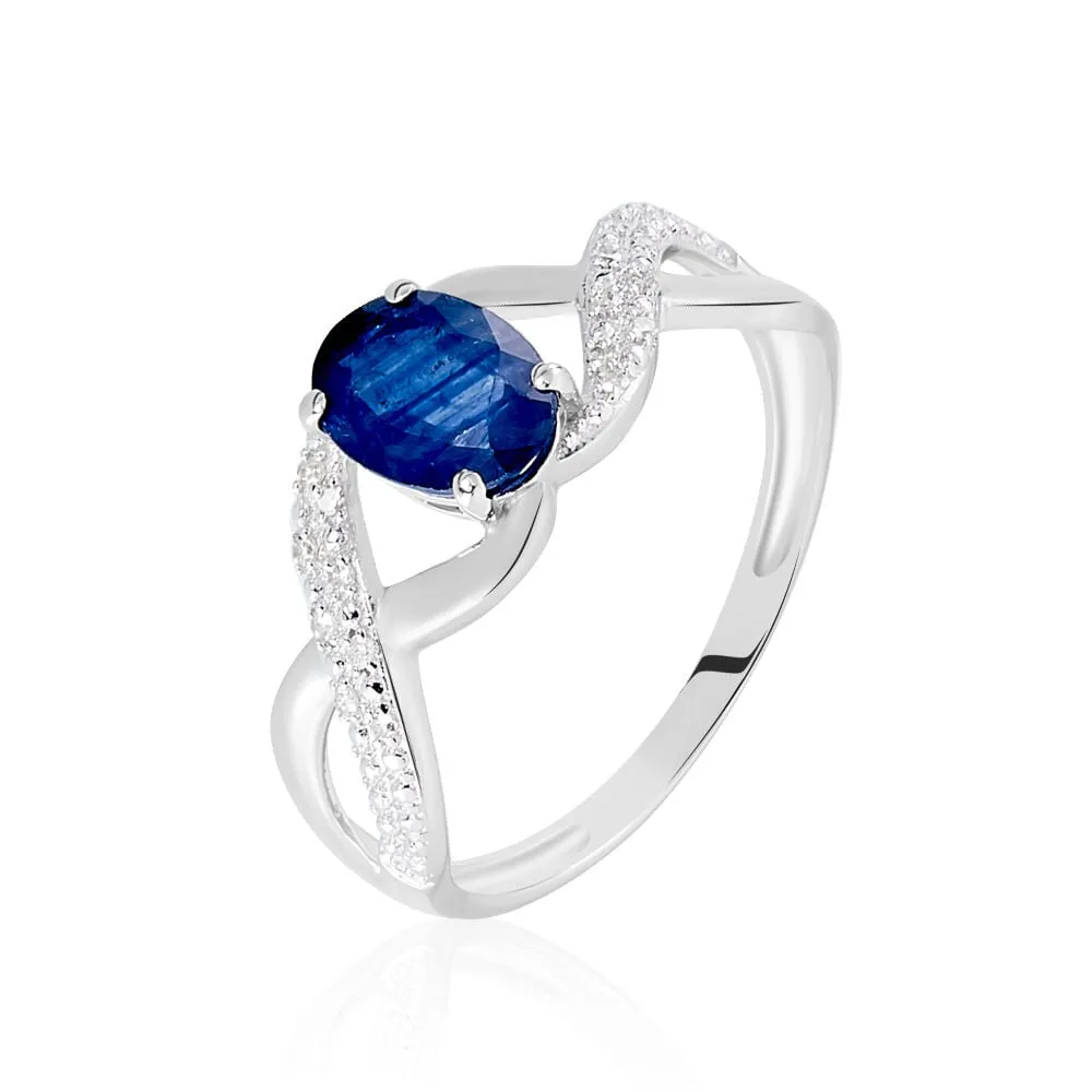 Anello Charlotte Oro Bianco 375/1000 Zaffiro 1,01 ct Diamante Bianco 0,048 ct 1430440