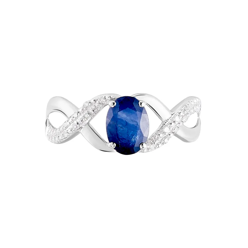 Anello Charlotte Oro Bianco 375/1000 Zaffiro 1,01 ct Diamante Bianco 0,048 ct 1430440