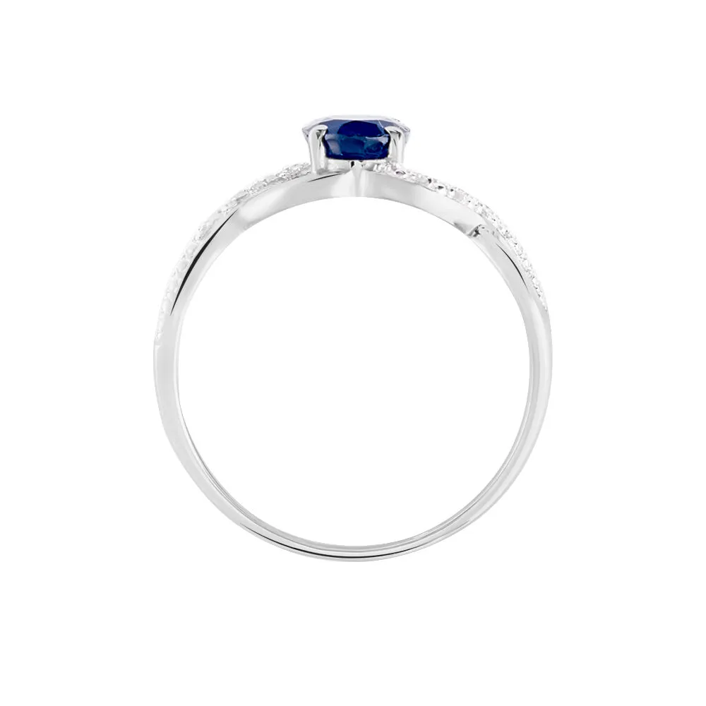 Anello Charlotte Oro Bianco 375/1000 Zaffiro 1,01 ct Diamante Bianco 0,048 ct 1430440