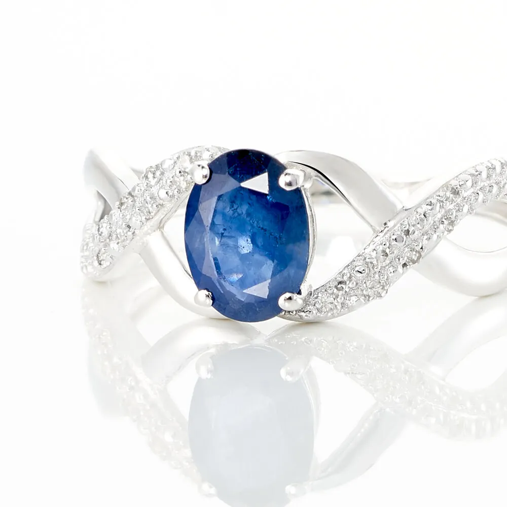 Anello Charlotte Oro Bianco 375/1000 Zaffiro 1,01 ct Diamante Bianco 0,048 ct 1430440