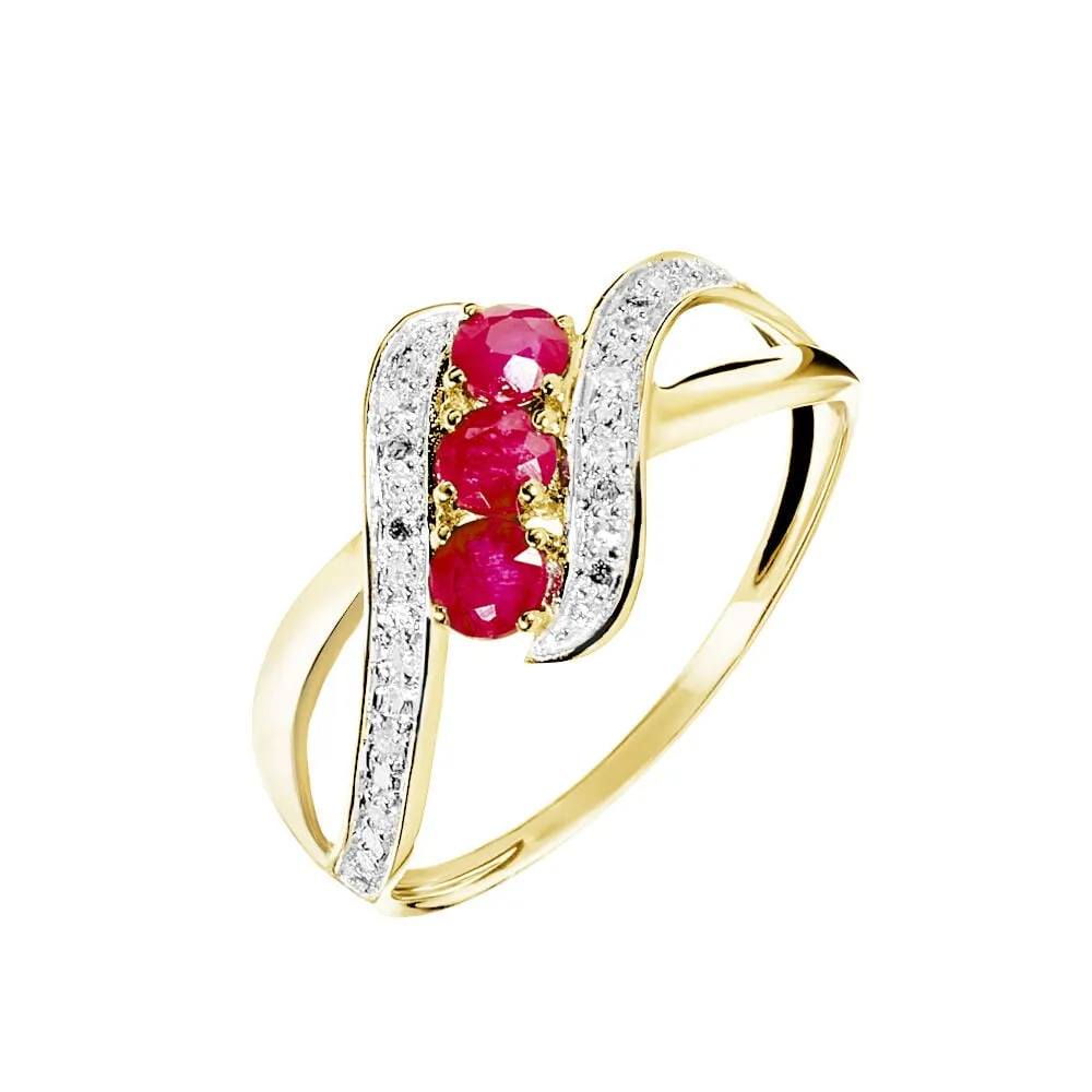 Anello Trilogy Charlotte Oro Giallo 375/1000 Rubino 0,48 ct Diamante Bianco 0,06 ct 1430520