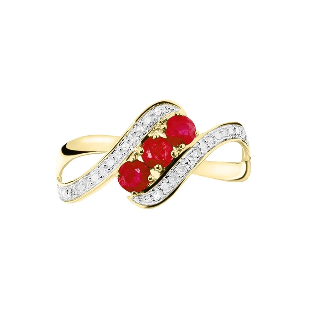 Anello Trilogy Charlotte Oro Giallo 375/1000 Rubino 0,48 ct Diamante Bianco 0,06 ct 1430520
