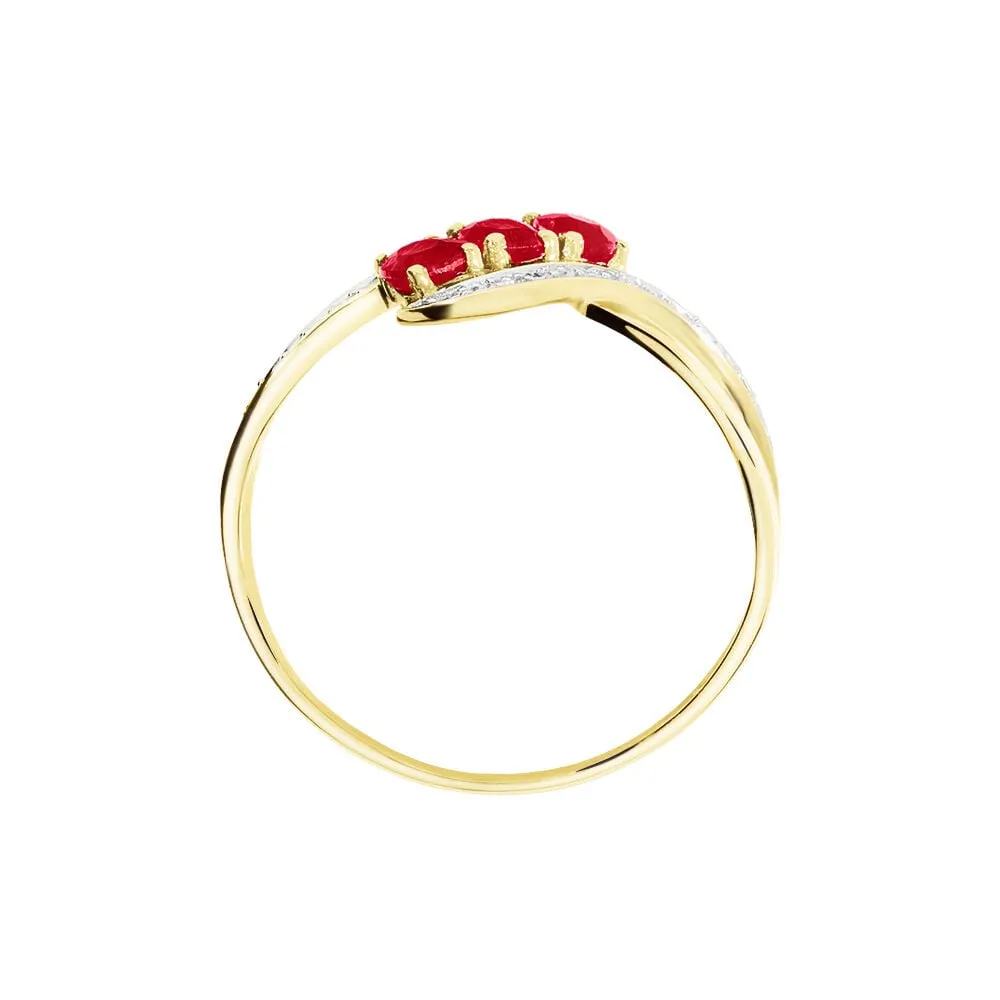 Anello Trilogy Charlotte Oro Giallo 375/1000 Rubino 0,48 ct Diamante Bianco 0,06 ct 1430520