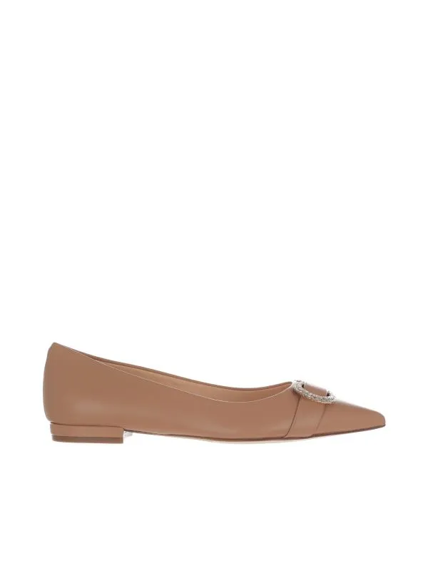 Ballerina a punta in nappa con strass