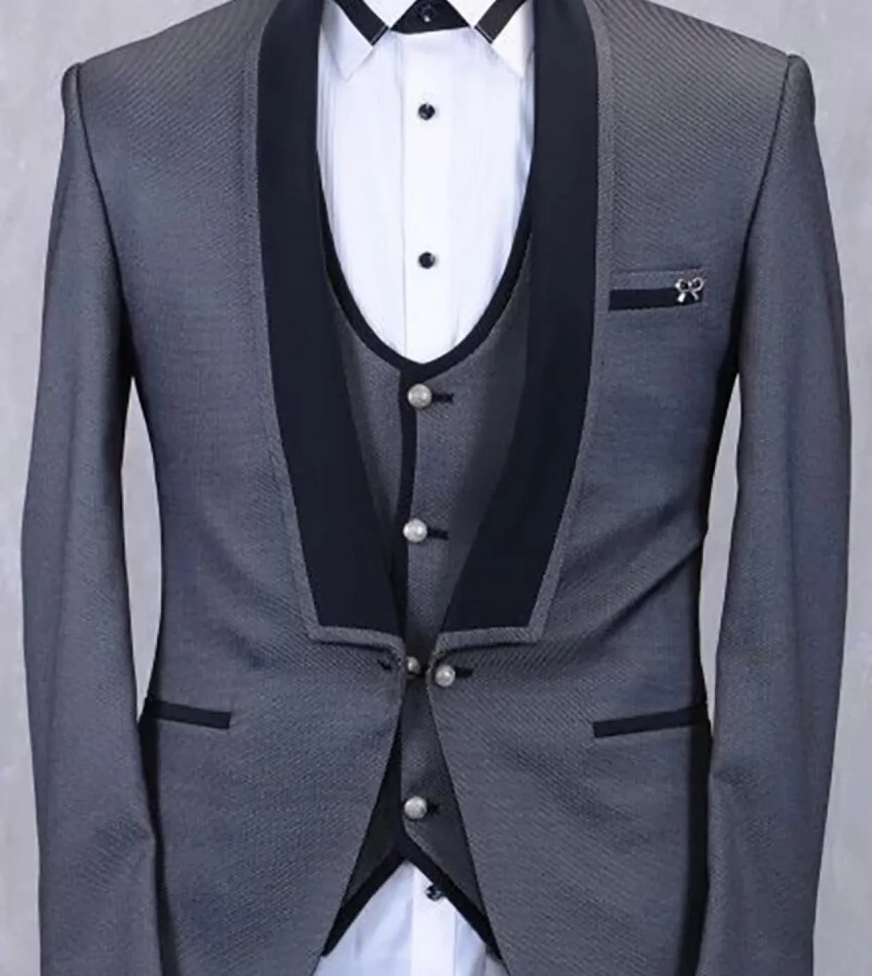 Bellissimi abiti da uomo grigio scuro 3 pezzi smoking da sposa slim fit sposo blazer blazer terno masculino costume homme giacca