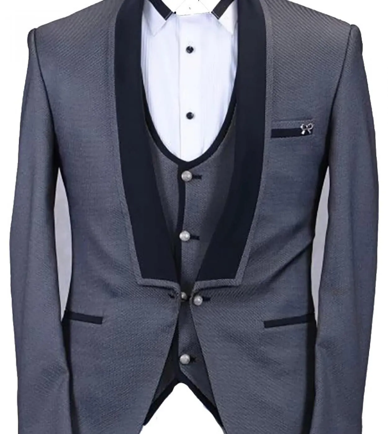 Bellissimi abiti da uomo grigio scuro 3 pezzi smoking da sposa slim fit sposo blazer blazer terno masculino costume homme giacca