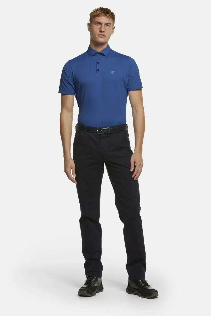 Blue meyer polo shirt with technical performance fabric