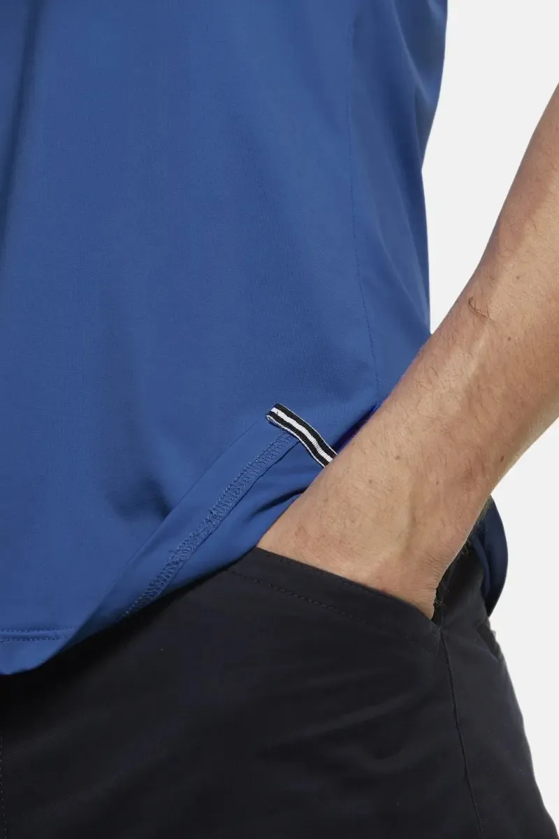 Blue meyer polo shirt with technical performance fabric