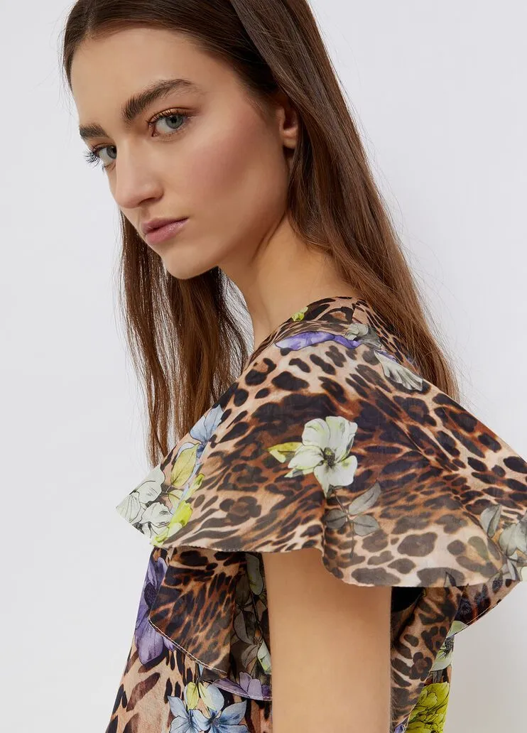 Blusa animalier in misto seta liu jo
