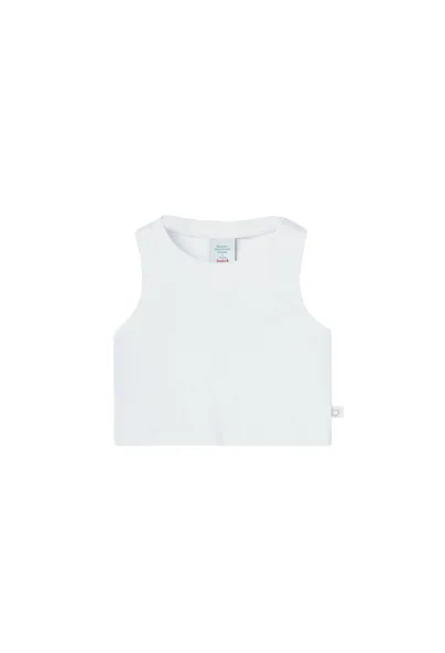 Boboli Top a costine da bambina 498045 1100 bianco