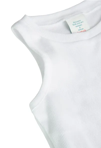 Boboli Top a costine da bambina 498045 1100 bianco