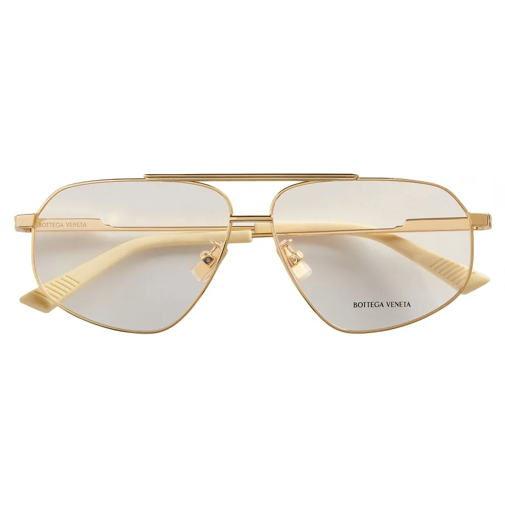 Bottega Veneta - Occhiali da Vista Aviator in Metallo - Oro Trasparente - Bottega Veneta Eyewear