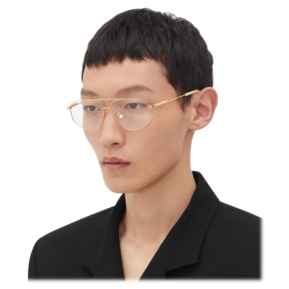 Bottega Veneta - Occhiali da Vista Aviator in Metallo - Oro Trasparente - Bottega Veneta Eyewear