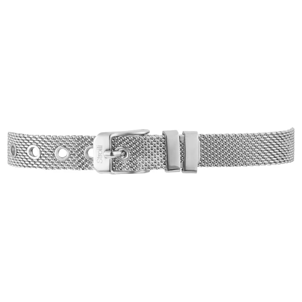 Bracciale Catena Coccinella Lady Shine Acciaio Bicolore Bianco / Rosa Maglia Forzatina Rotonda Cristallo Bianco 23 cm 1669820