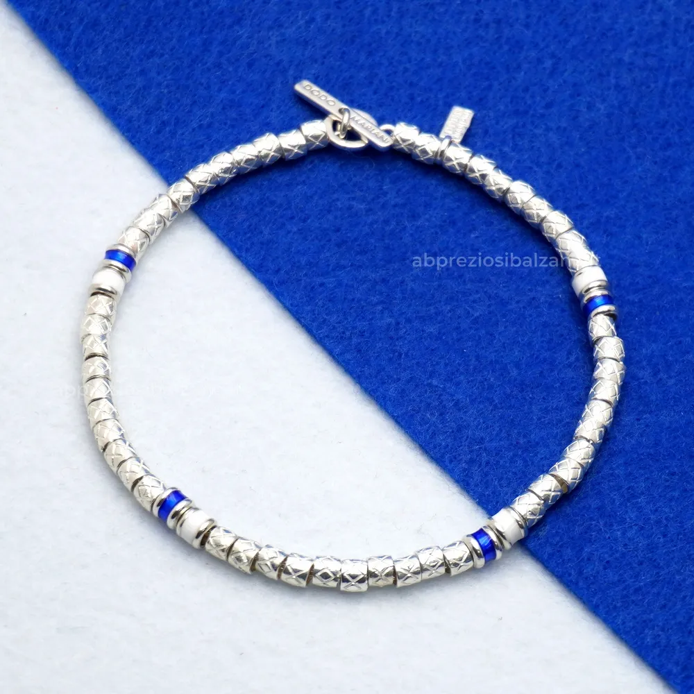 Bracciale EMPOLI CALCIO con Pigne Bianco Blu in Argento Dodo Mariani