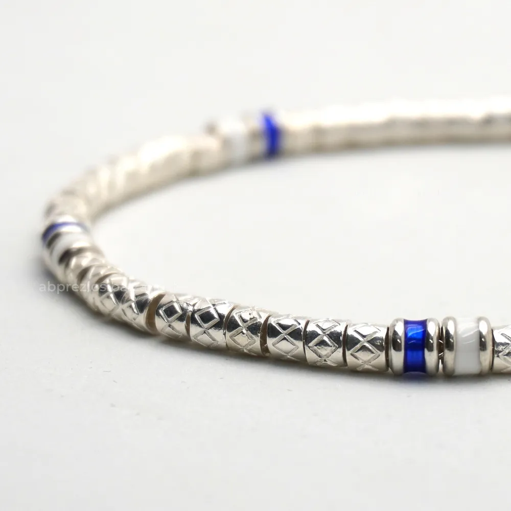 Bracciale EMPOLI CALCIO con Pigne Bianco Blu in Argento Dodo Mariani