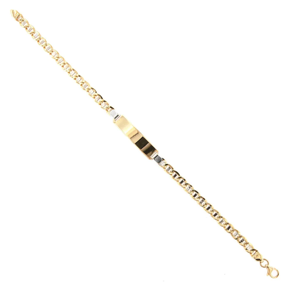 Bracciale Unisex Targa in Oro Giallo Maglia Traversino