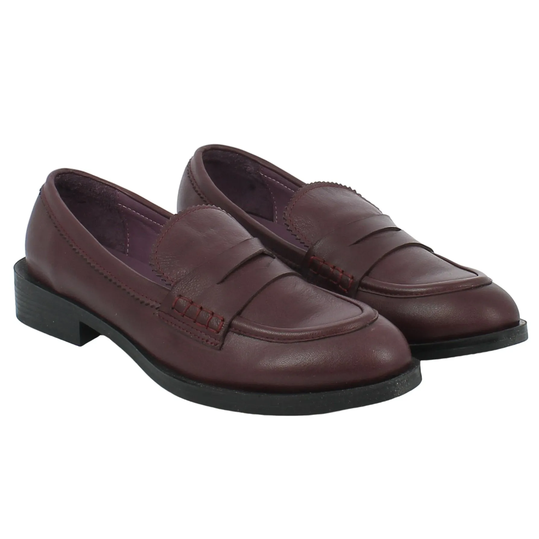 Bueno  Mocassino classico in pelle bordeaux 