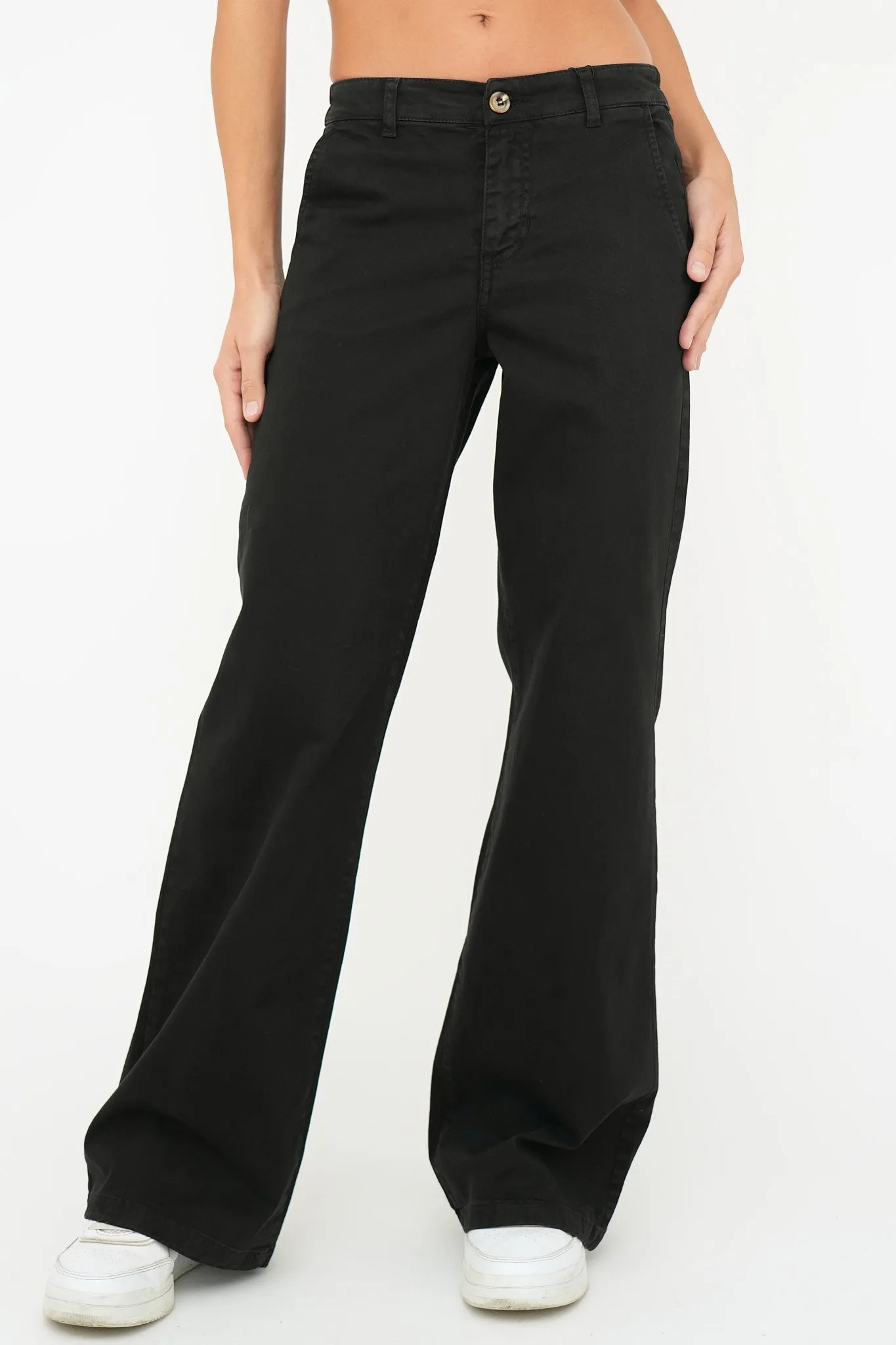 Bulier-Pantalone palazzo LIA cotone elite - Nero