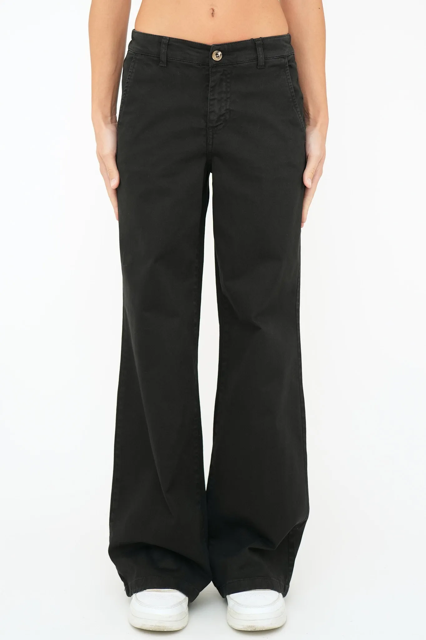 Bulier-Pantalone palazzo LIA cotone elite - Nero
